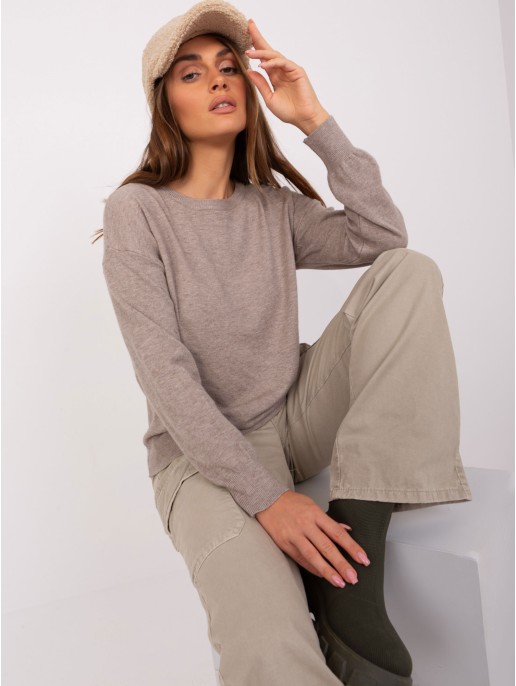 Sweter-AT-SW-2325.95P-ciemny bezowy