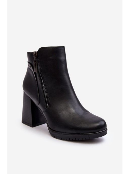 Women's Heeled Boots with Zippers Black Ryelle
