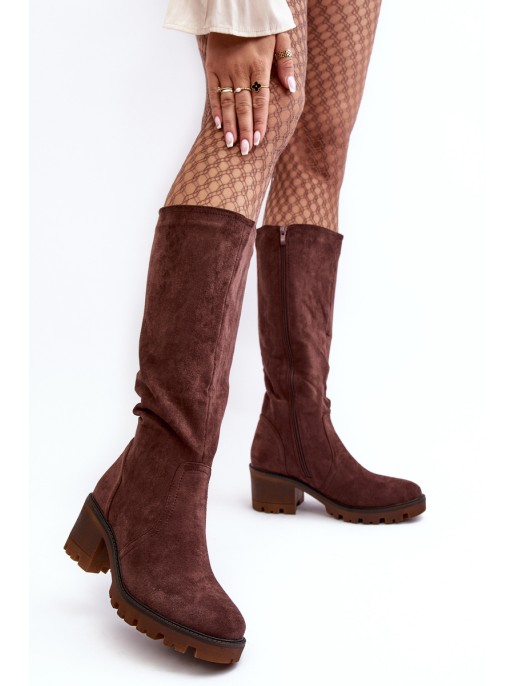 Women's Over-The-Knee Boots Low Heel Dark Brown Beveta