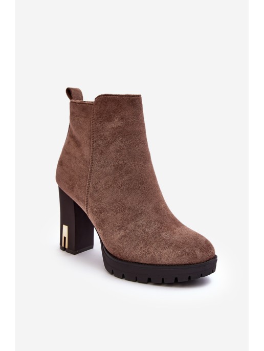 Suede Classic Boots On Heel Brown Amy