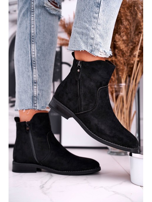 Women's Cowboy Boots Flat Heel Black Plemmi