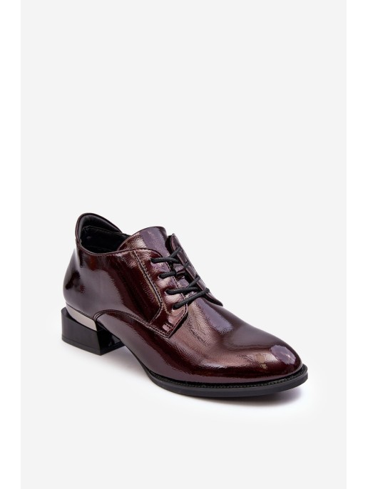 Women's Lacquered Lace-Up Oxfords Burgundy Banosa