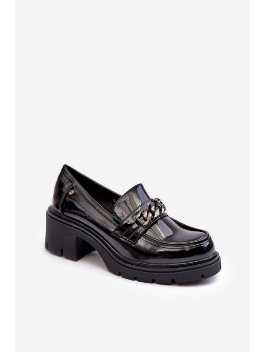 Women's Glossy Low Heel Shoes Black Blimma