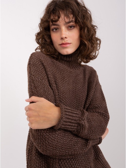 Sweter-BA-SW-8049.93P-ciemny brązowy
