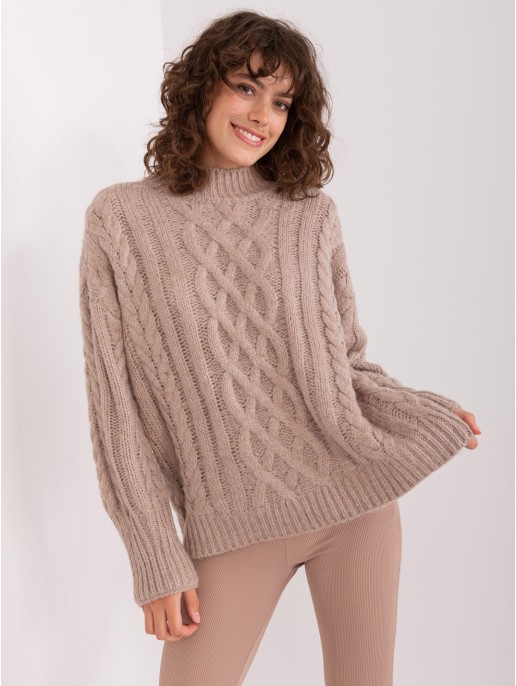 Sweter-AT-SW-2363-2.30-ciemny bezowy