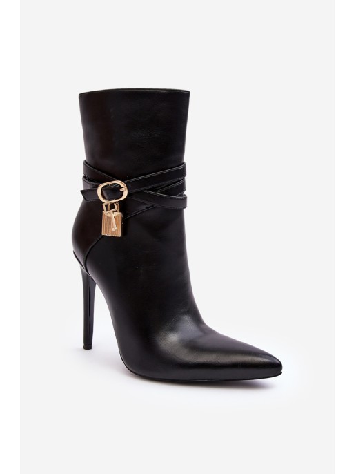 Women's Heeled Boots with Straps Black Casulle