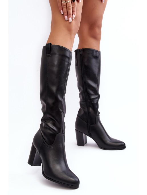 Women's Over-the-Knee Boots on Heel Black Nelamessa