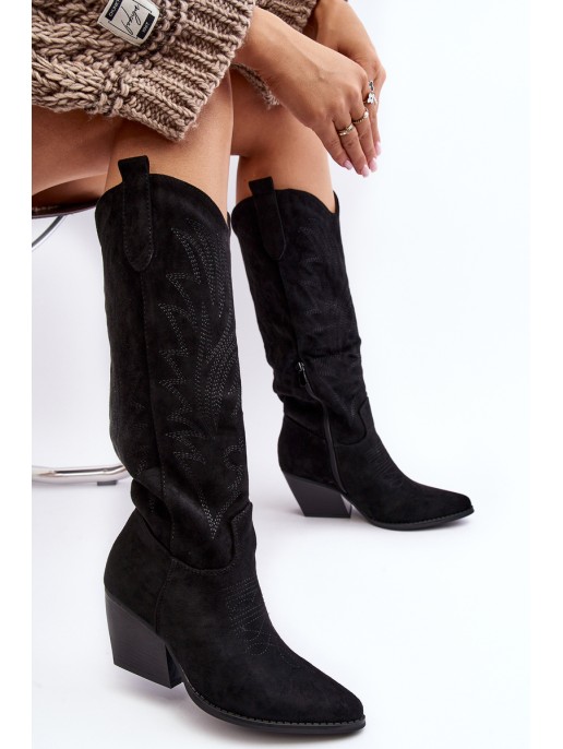 Women's Cowboy Boots On Heel Black Sloana