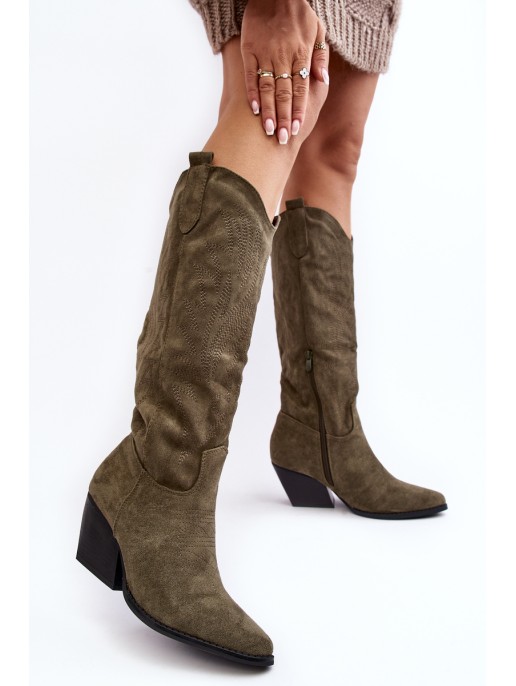 Women's Cowboy Boots on Heel Green Sloana