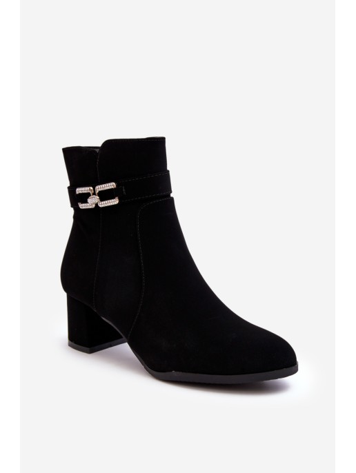 Women's Low Heel Boots with Ornament Black Numissa