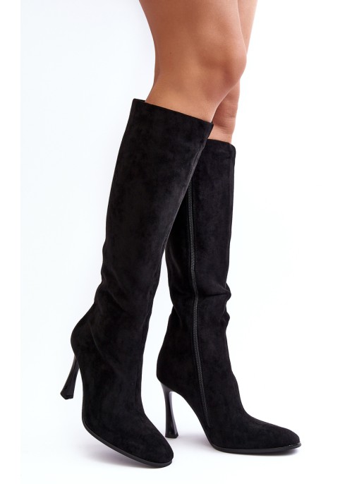 Women's Heeled Fur-Lined Boots Black Isot