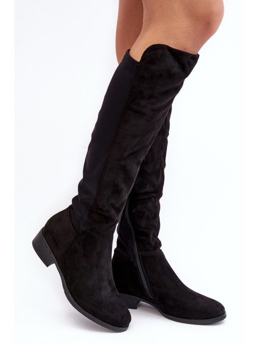 Women's Suede Boots Over The Knee SBarski HY27098A Black