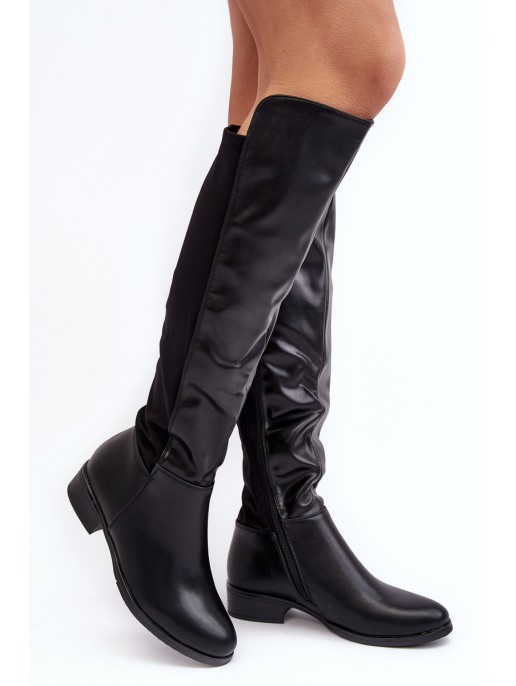Women's Leather Knee-High Boots SBarski HY27098A Black