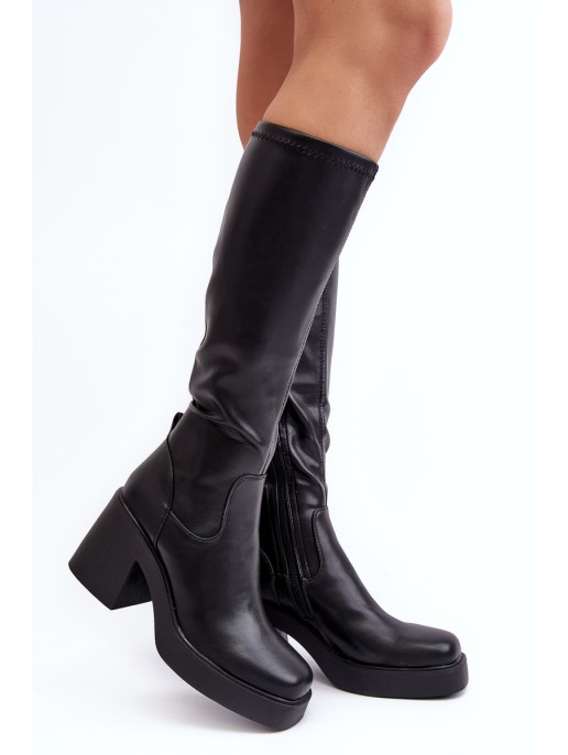 Women's Over-the-Knee Boots on Massive Heel D&A SN622-10 Black
