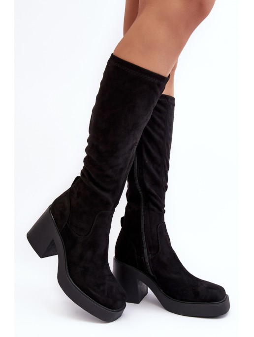 Women's Over-the-Knee Boots on a Chunky Heel D&A SN622-10A Black