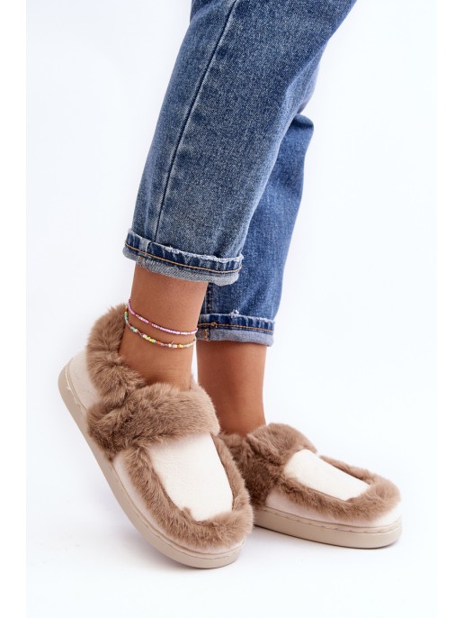 Women's Beige Slippers with Fur Sailey