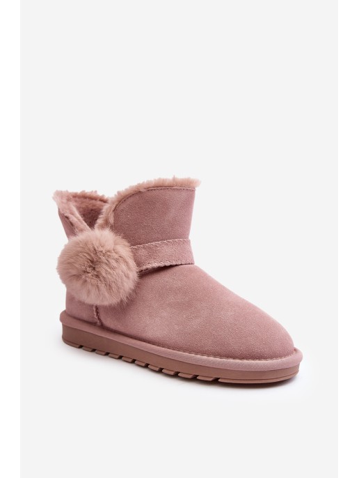 Pink Women's Suede Snow Boots with Cutouts Eraclio