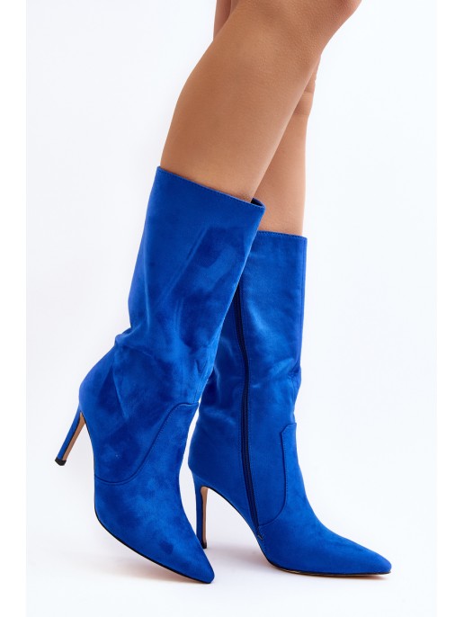 Women's Blue Knee-High Stiletto Boots Odetteia