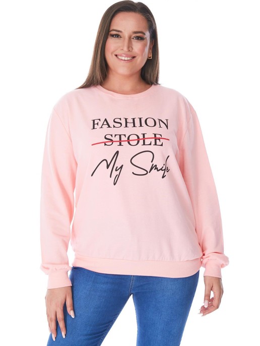 Gaiši rozā pamata džemperis ar uzrakstiem