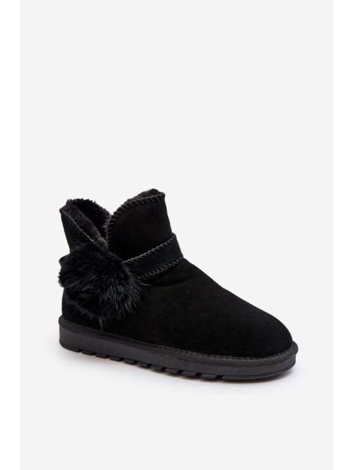 Women's suede snow boots with cutouts black Eraclio