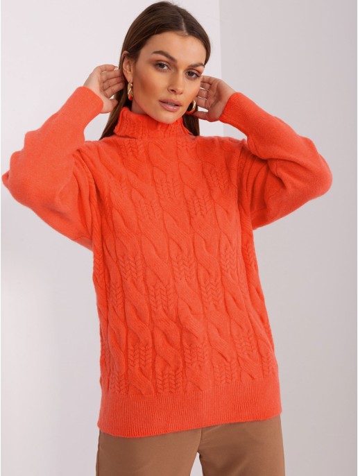 Sweter-AT-SW-23401.97P-pomarańczowy