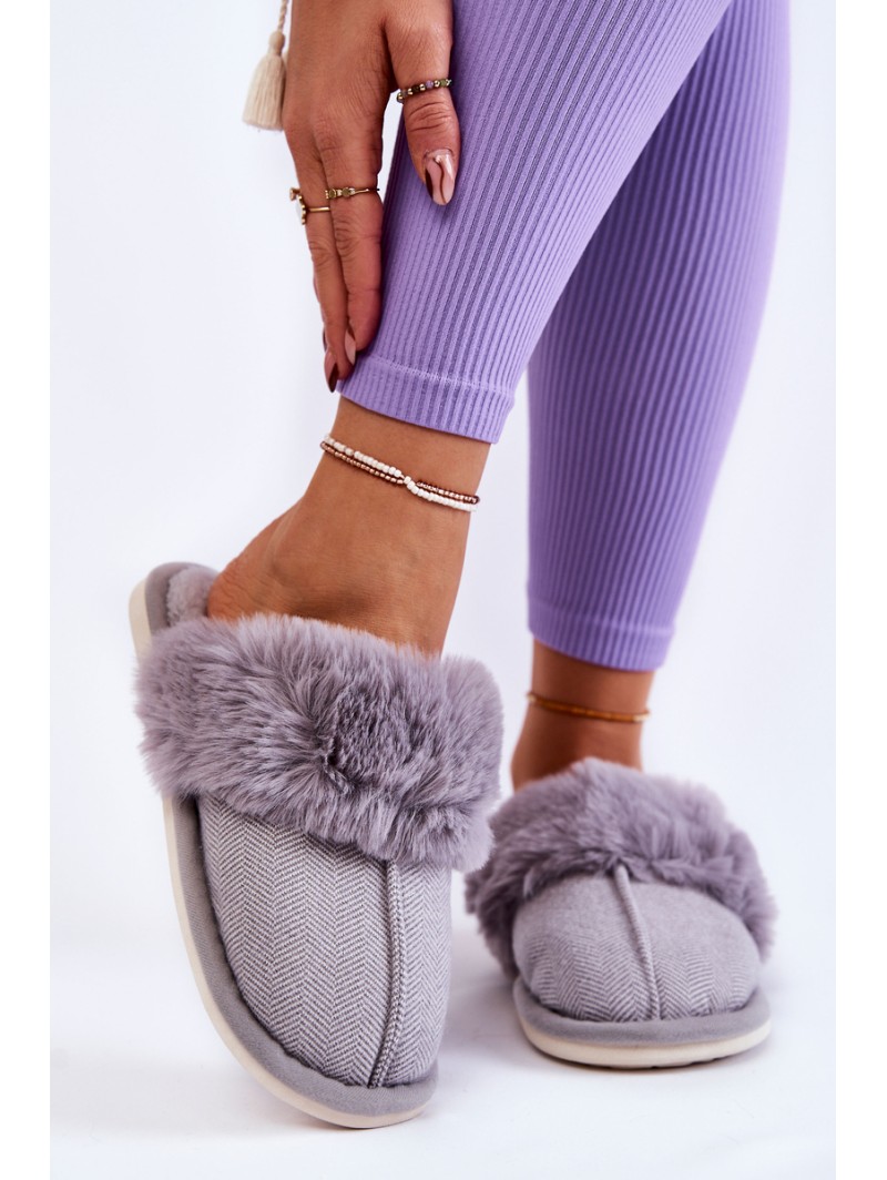 Women's Warm Slippers With Fur Grey Franco