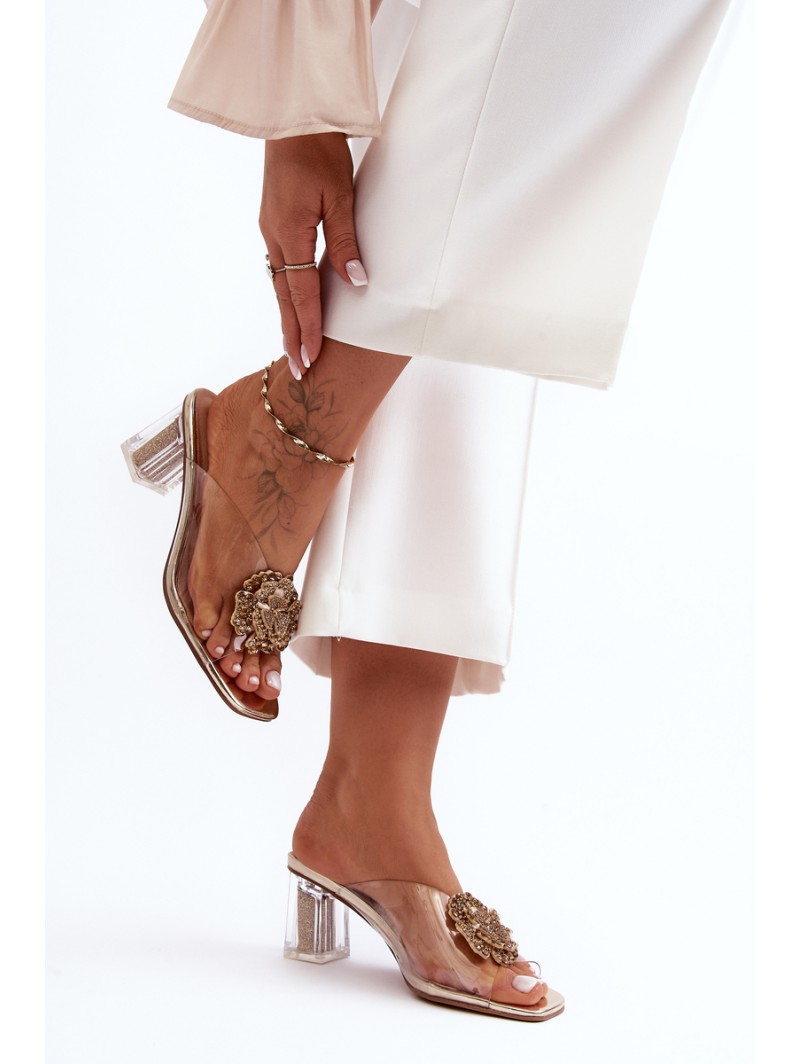 Transparent Stiletto Heels with Ornament Golden SBarski MR1037-20
