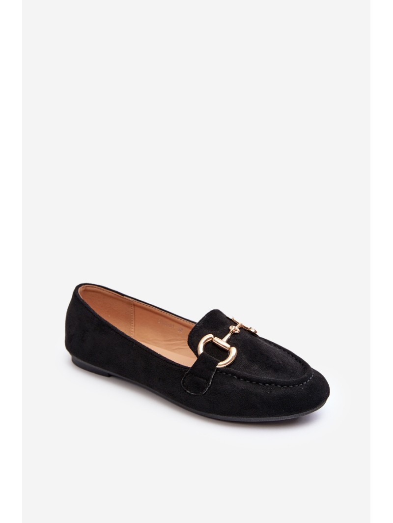 Women's Moccasins with Eco-Suede Decoration Black Winalita