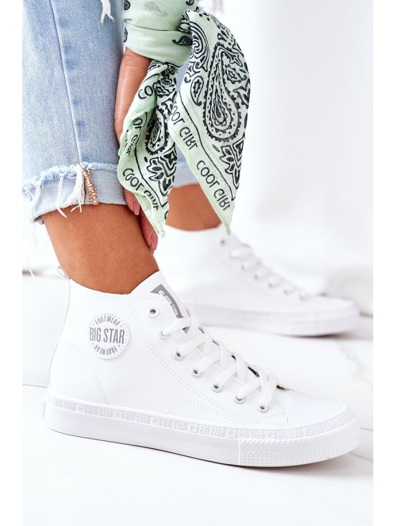 Women's Leather High Sneakers Big Star GG274016 White