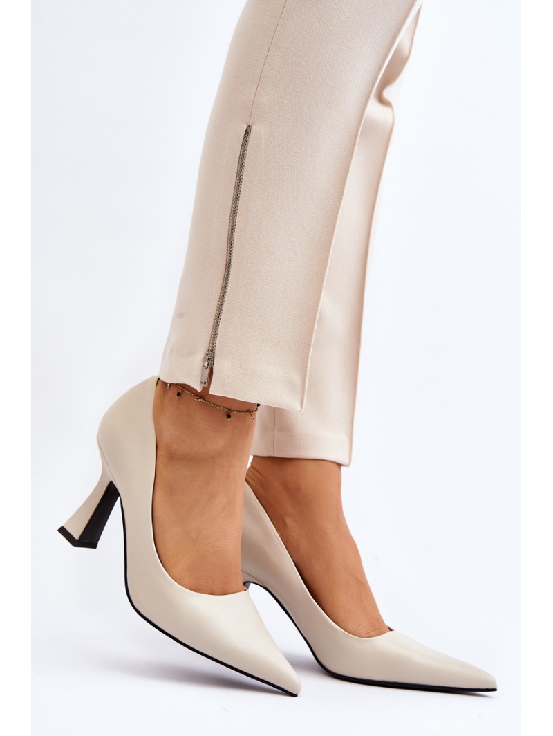 Classic Pointed Toe High Heels Light Beige Delimena