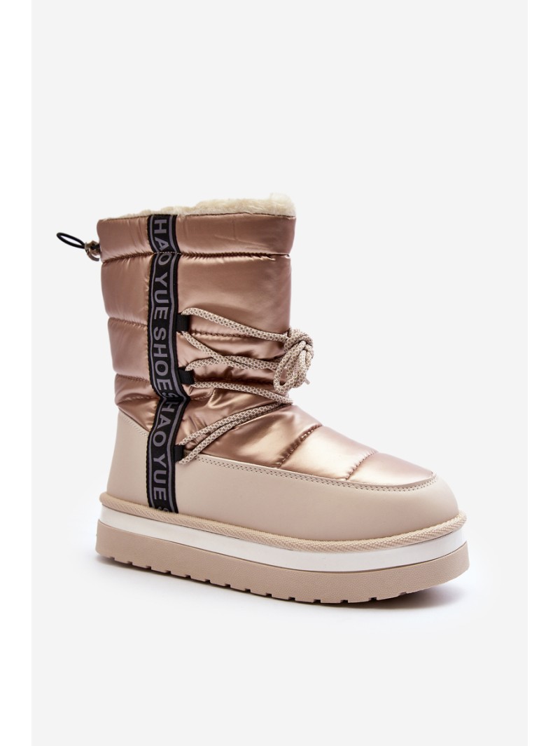 Women's Snow Boots with Beige Laces Lilara