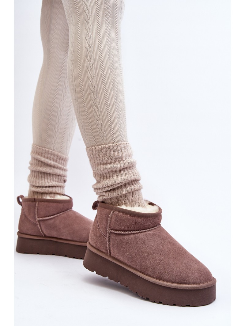 Fashionable Low Suede Snow Boots Khaki Nucca