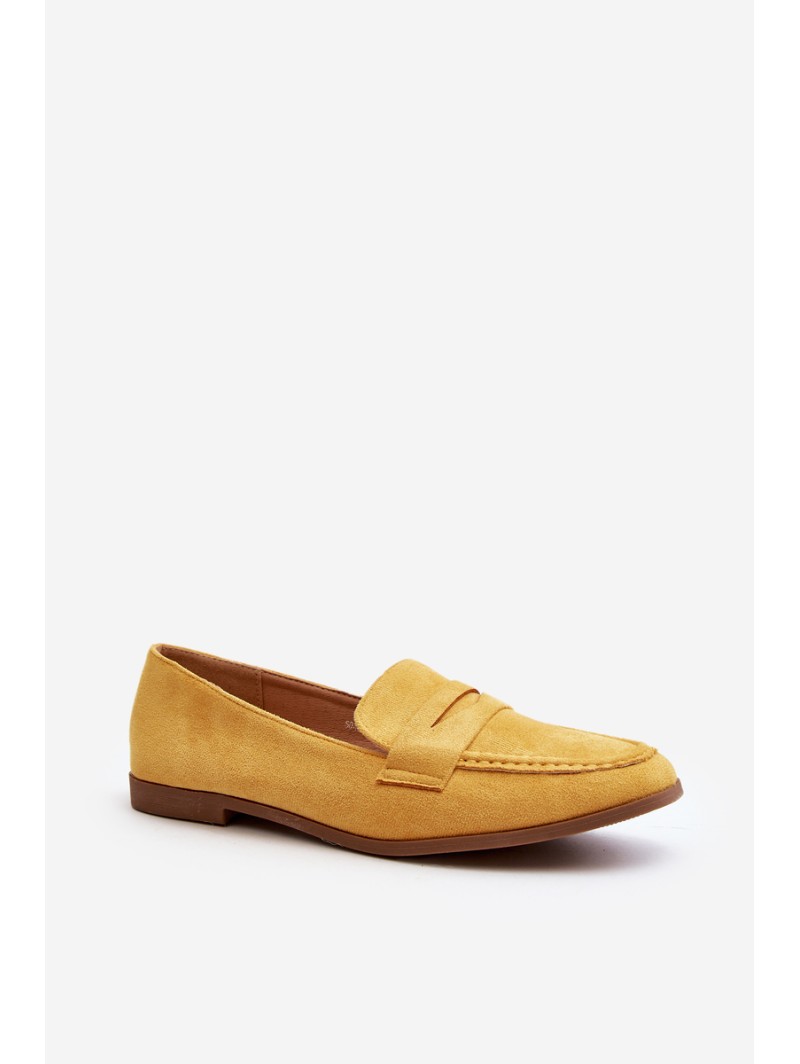 Suede Loafers With Ornament Yellow Eleina