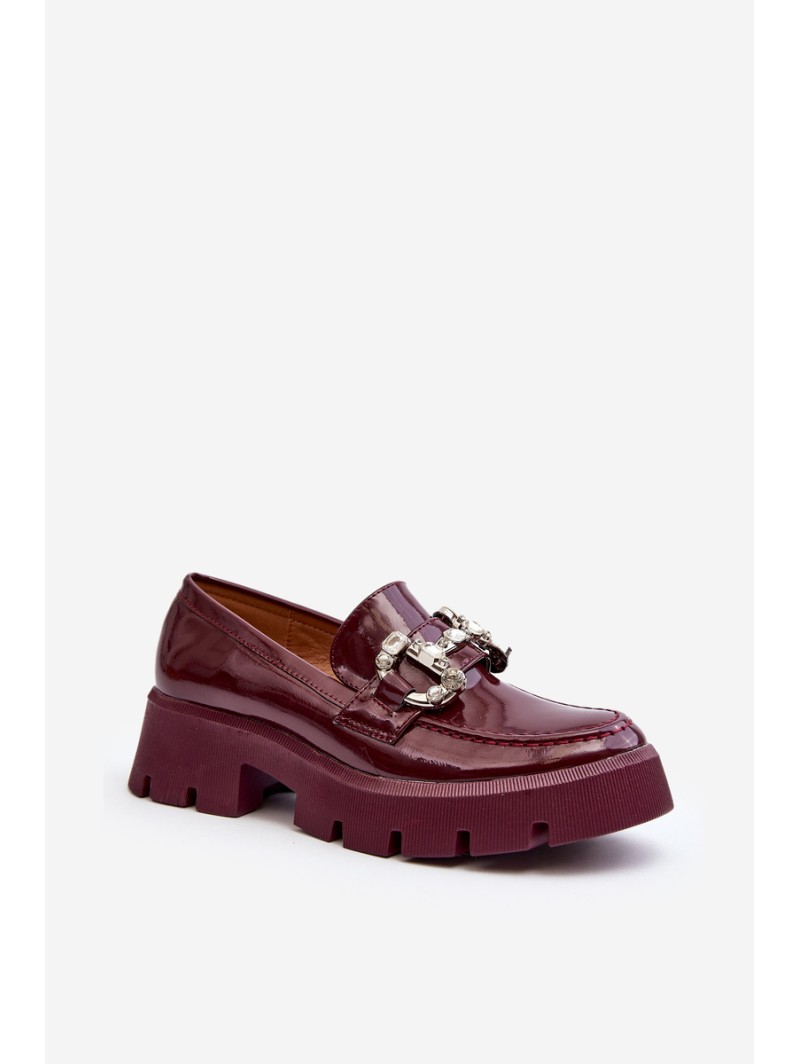 Women's Patent Loafers with Decoration Burgundy Arsaba