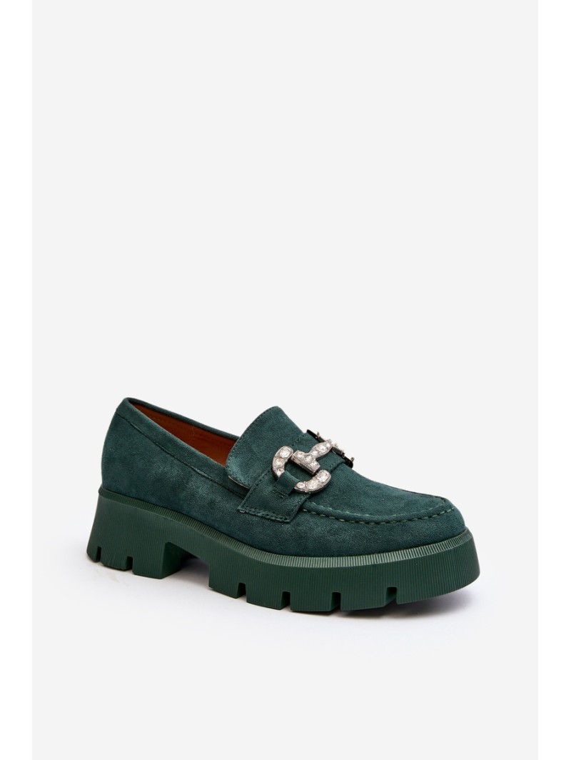 Women's Loafers With Decoration Green Ellise