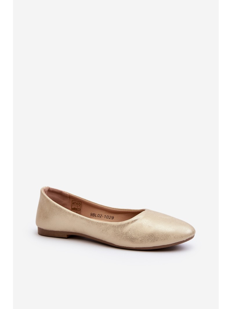 Classic Leather Gold Ballerina Flats Stacee