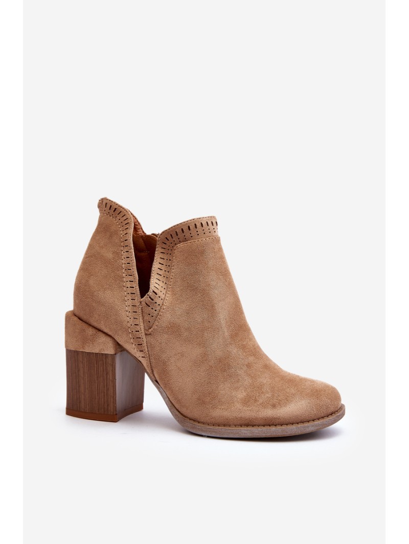 Ankle Boots on Chunky Heel with Cutout Light Beige Jolnima