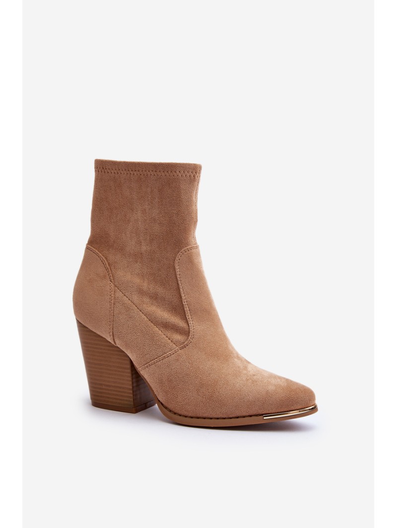 Women's Beige Ankle Boots with Stiletto Heel Sanile