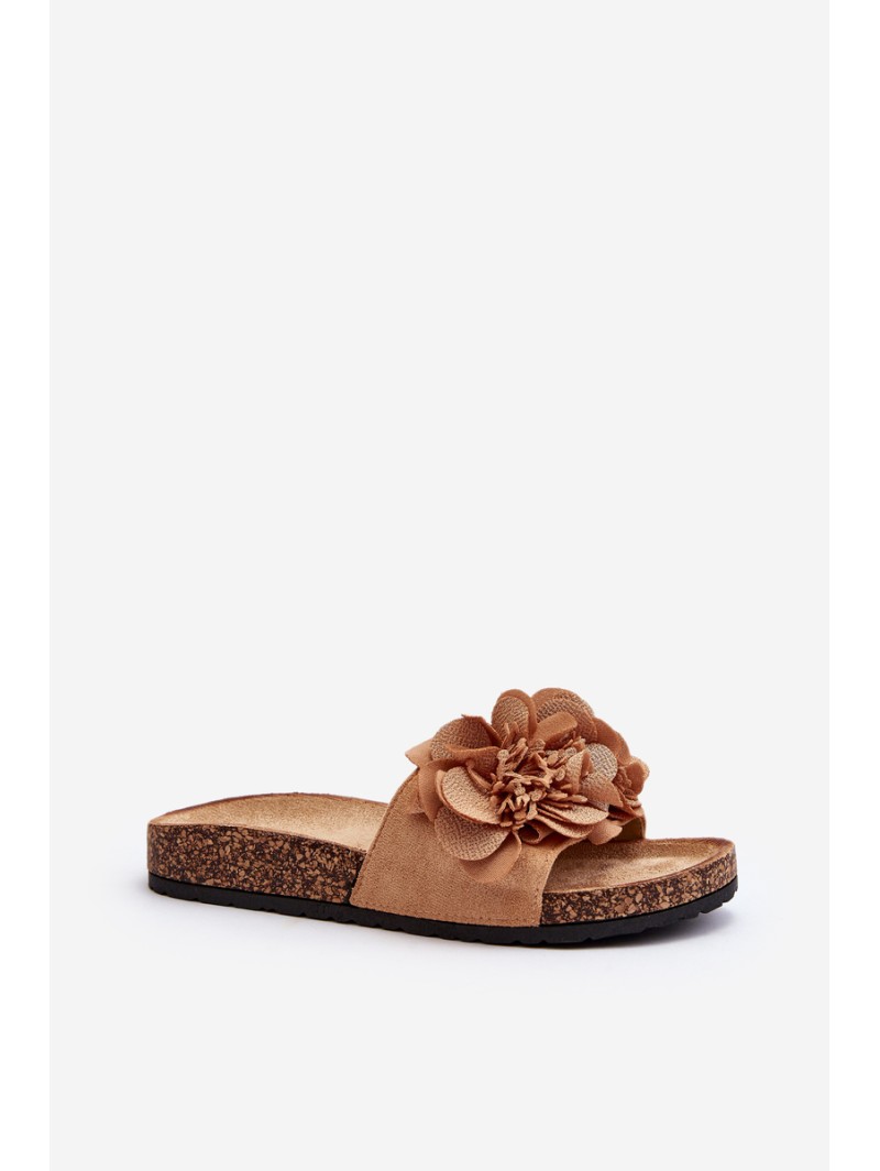 Women's Slippers with Flowers Brown Lulania