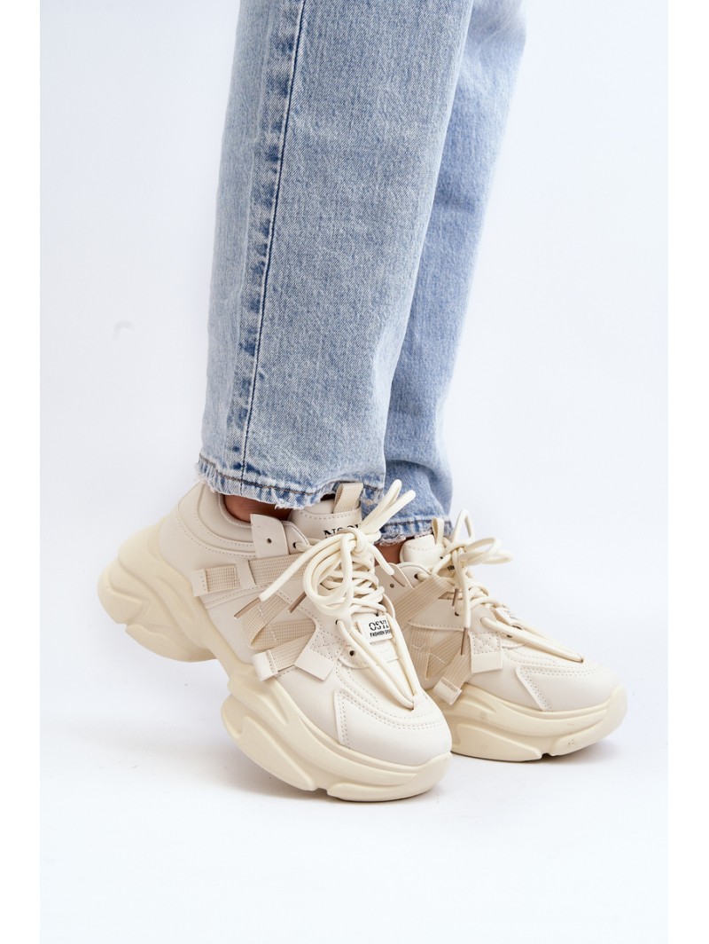 Women's sneakers with chunky sole, beige Windamella