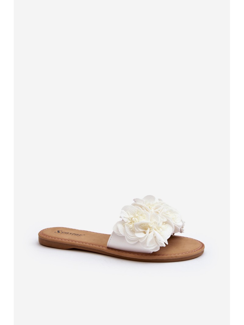 Women's White Flower Slippers Eelfan