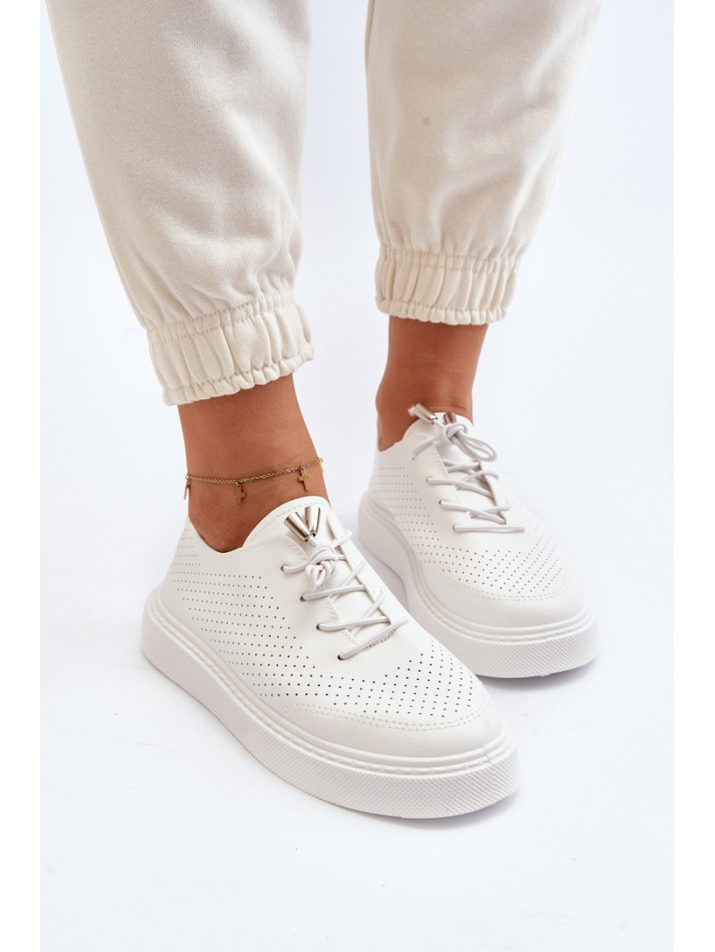 White Women's Cutout Sneakers Unassemia
