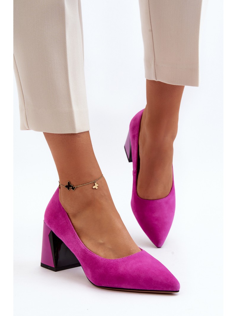 Suede Court Shoes with Stiletto Heel Fuchsia Alessyndra
