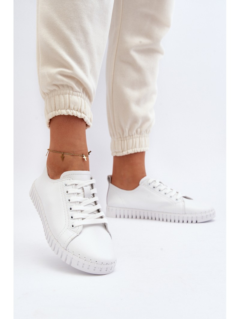White Women's Leather Sneakers Xenobia